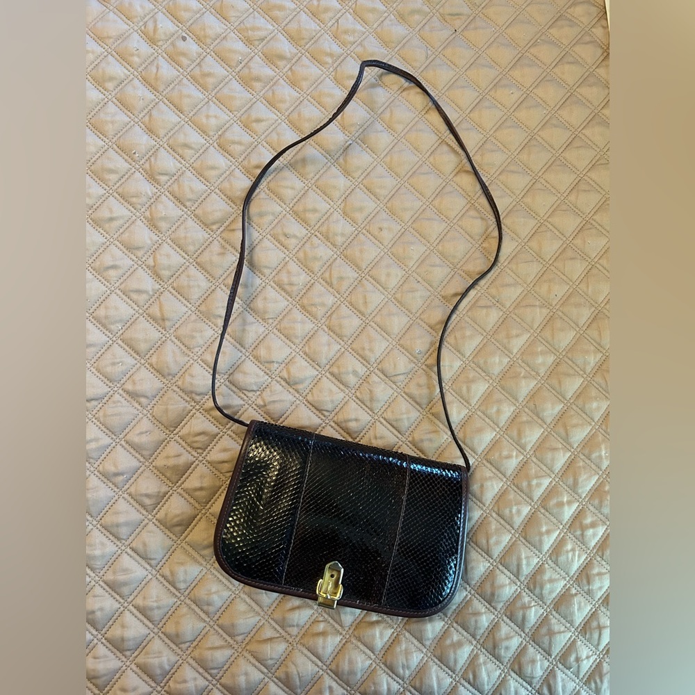 Vintage Cuero Vaca Brown Snakeskin Leather Bag